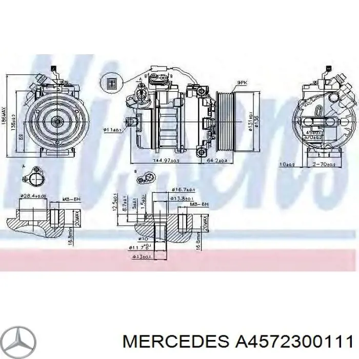Компрессор системы кондиционирования Mercedes A4572300111 цена, от 372.08 USD