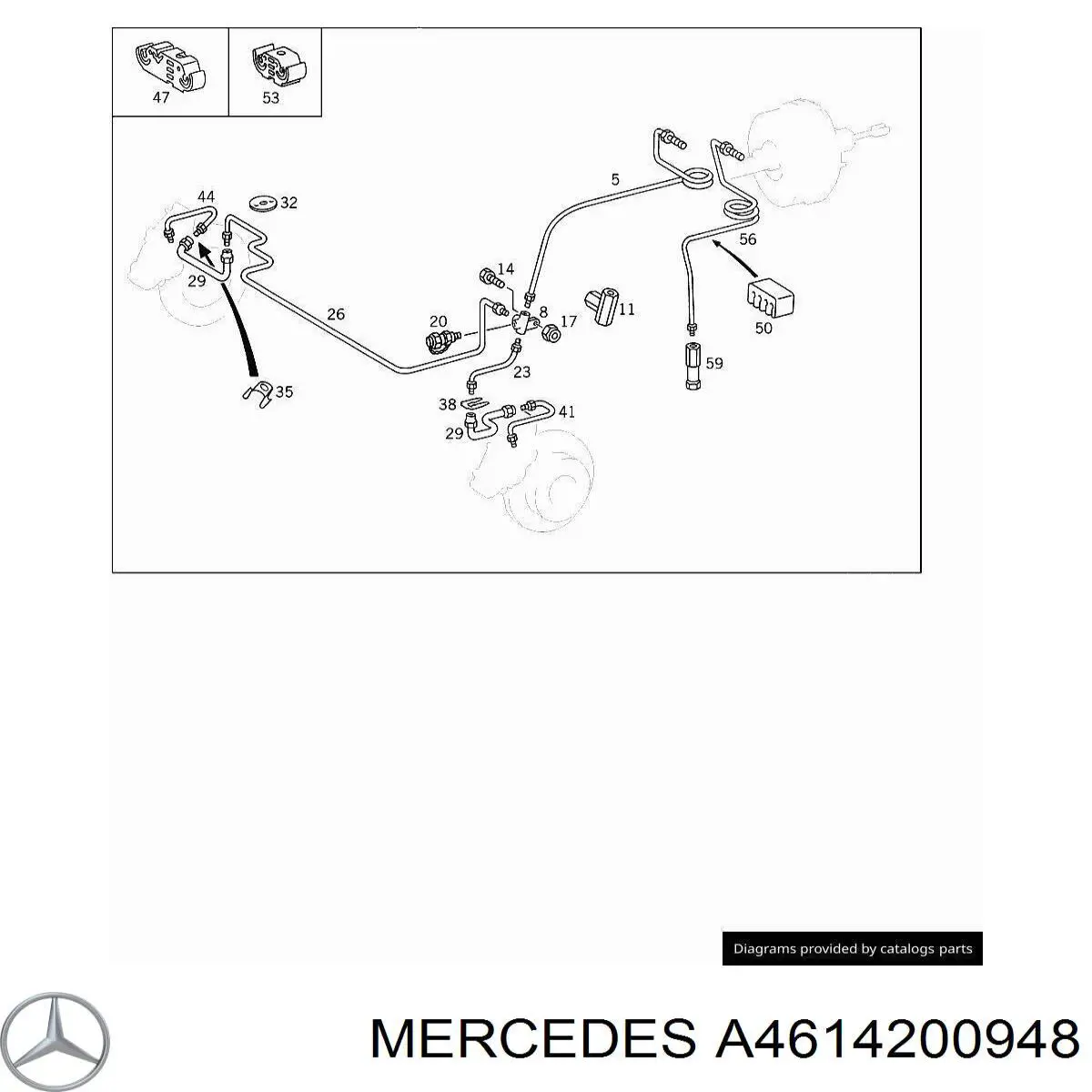 A4614200948 Mercedes шланг тормозной передний