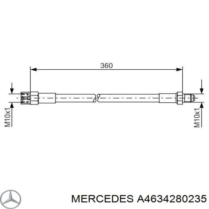 Задний тормозной шланг A4634280235 Mercedes