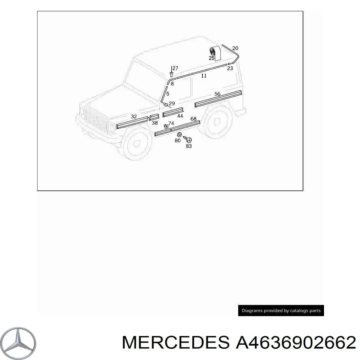 Placa sobreposta (moldura) externa esquerda de acesso para Mercedes G (W463)