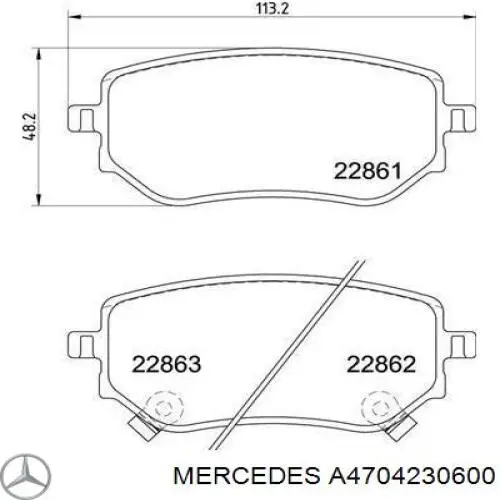 A4704230600 Mercedes sapatas do freio traseiras de disco