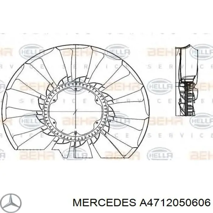 4712050606 Mercedes ventilador (roda de aletas do radiador de esfriamento)