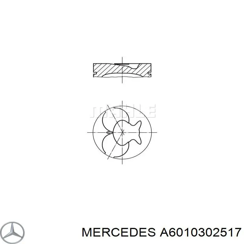 A6010302517 Mercedes pistão do kit para 1 cilindro, 2ª reparação ( + 0,50)