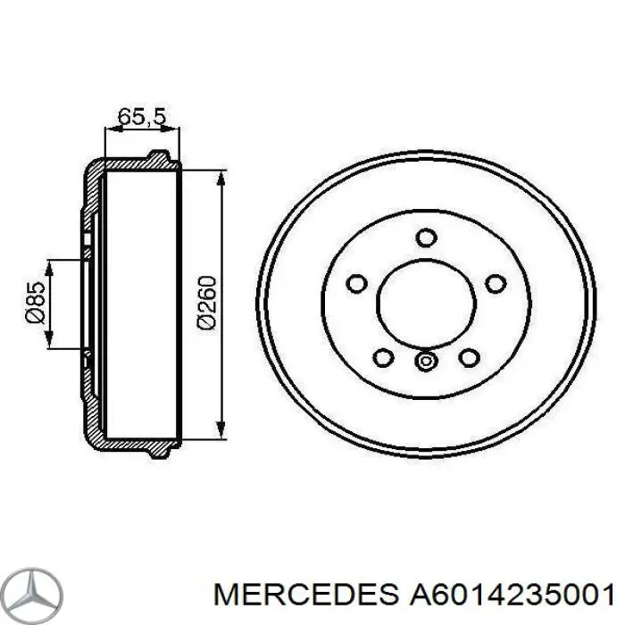 A6014235001 Mercedes tambor do freio traseiro