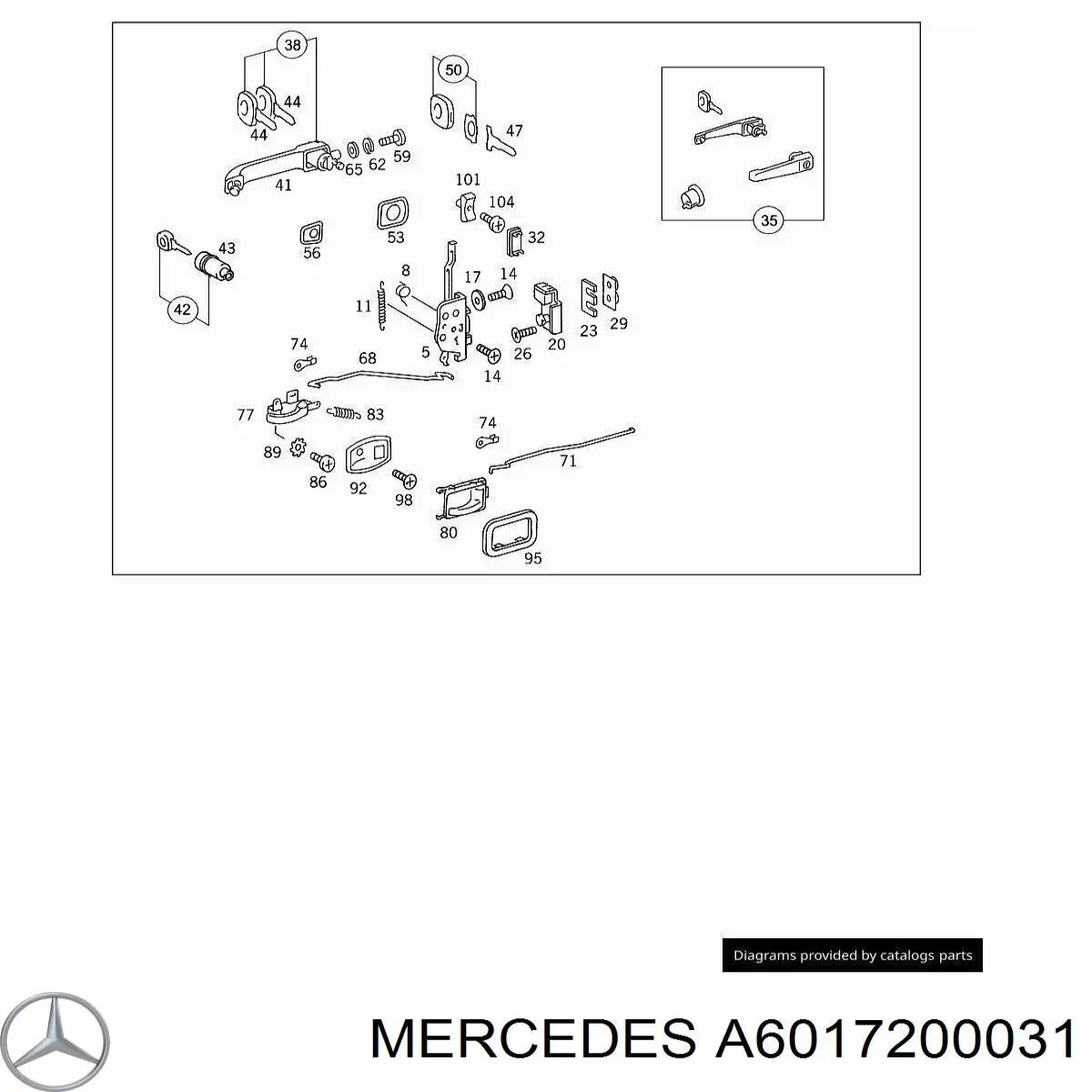 6017200031 Mercedes gozno de garra (parte complementar de fecho da porta dianteira)