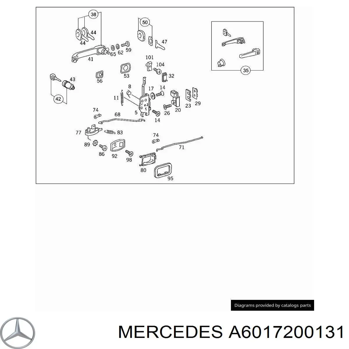 A6017200131 Mercedes gozno de garra (parte complementar de fecho da porta dianteira)