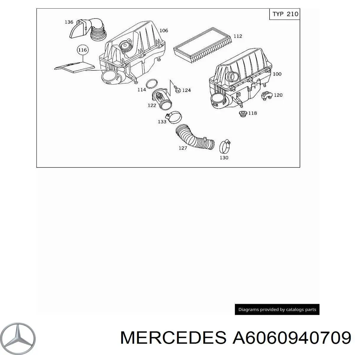 Cano derivado de ar do medidor de consumo do ar para Mercedes E  S210
