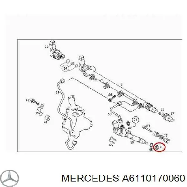 Кільце форсунки інжектора, посадочне A6110170060 Mercedes