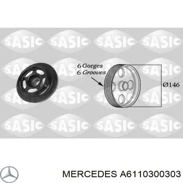 Демпфер коленвала Mercedes A6110300303