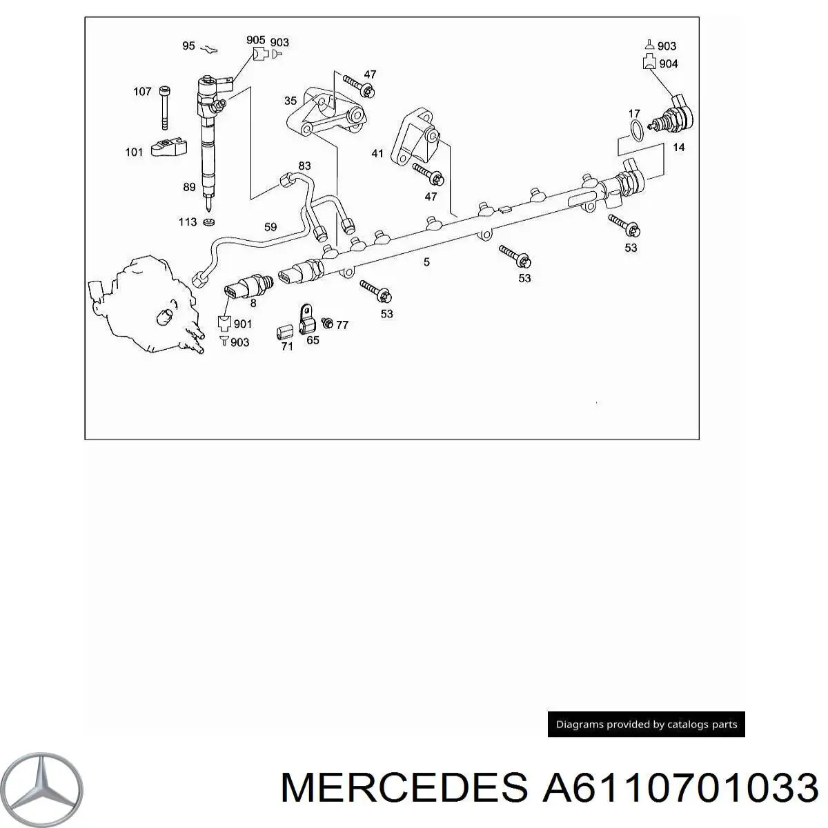 Трубка топливная, от ТНВД к топливной рейке Mercedes 6110701033 цена, от 12.78 USD
