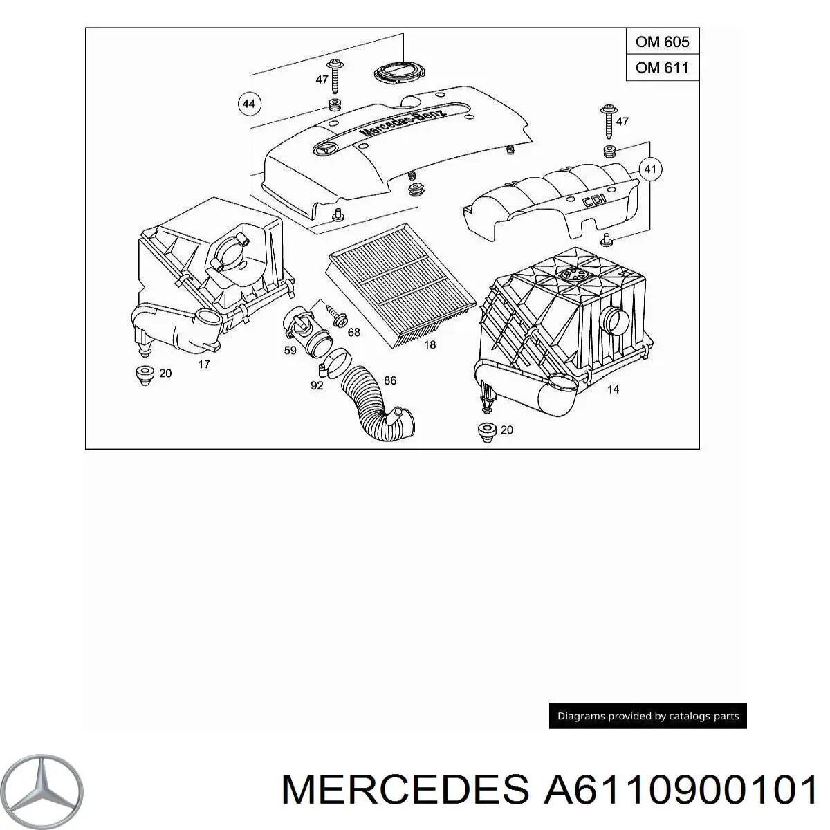 6110900101 Mercedes caixa de filtro de ar