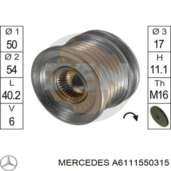 A6111550315 Mercedes шкив генератора