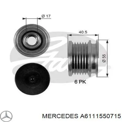 Шкив генератора Mercedes A6111550715
