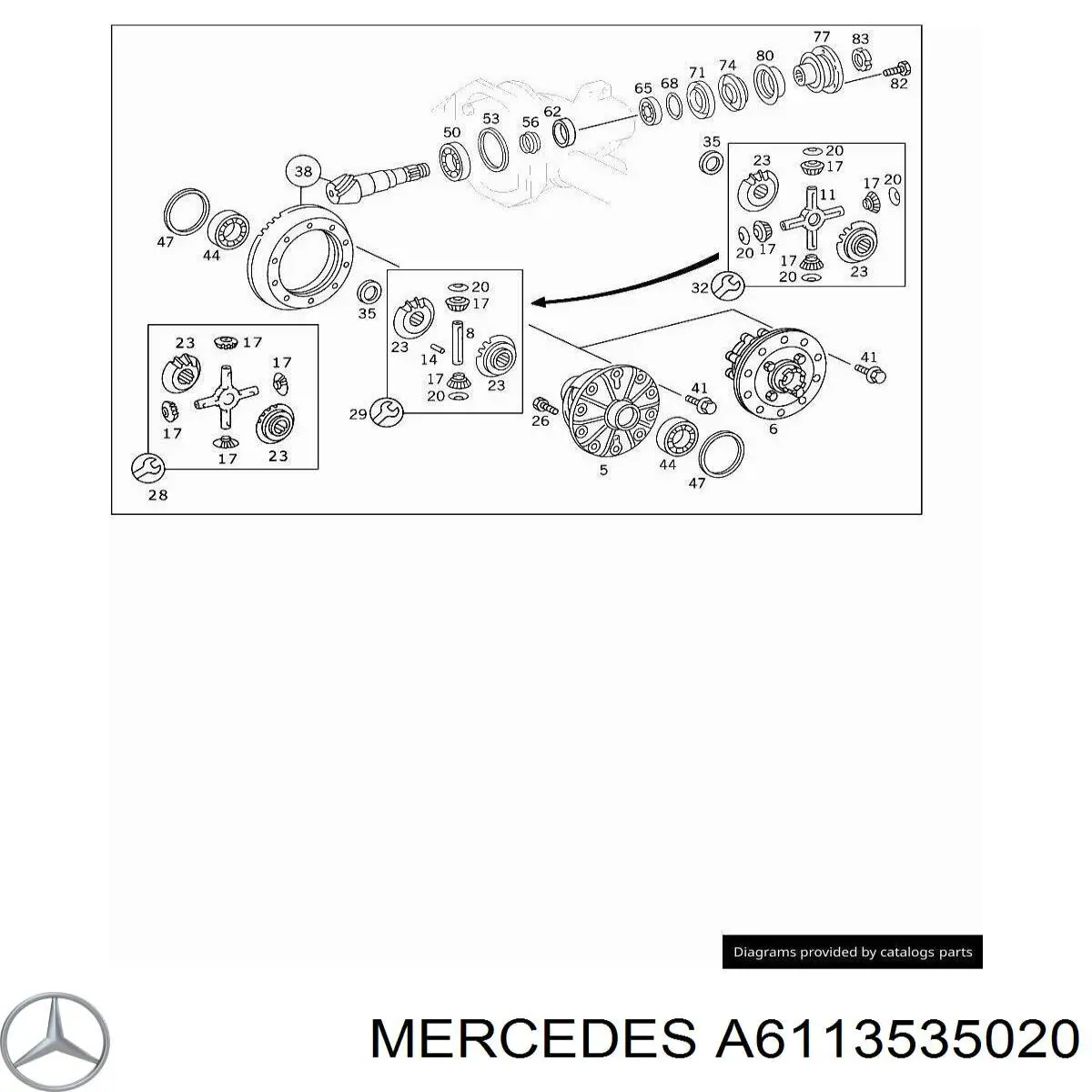 Ремкомплект дифференциала заднего моста Mercedes A6113535020 цена, от 452.23 USD