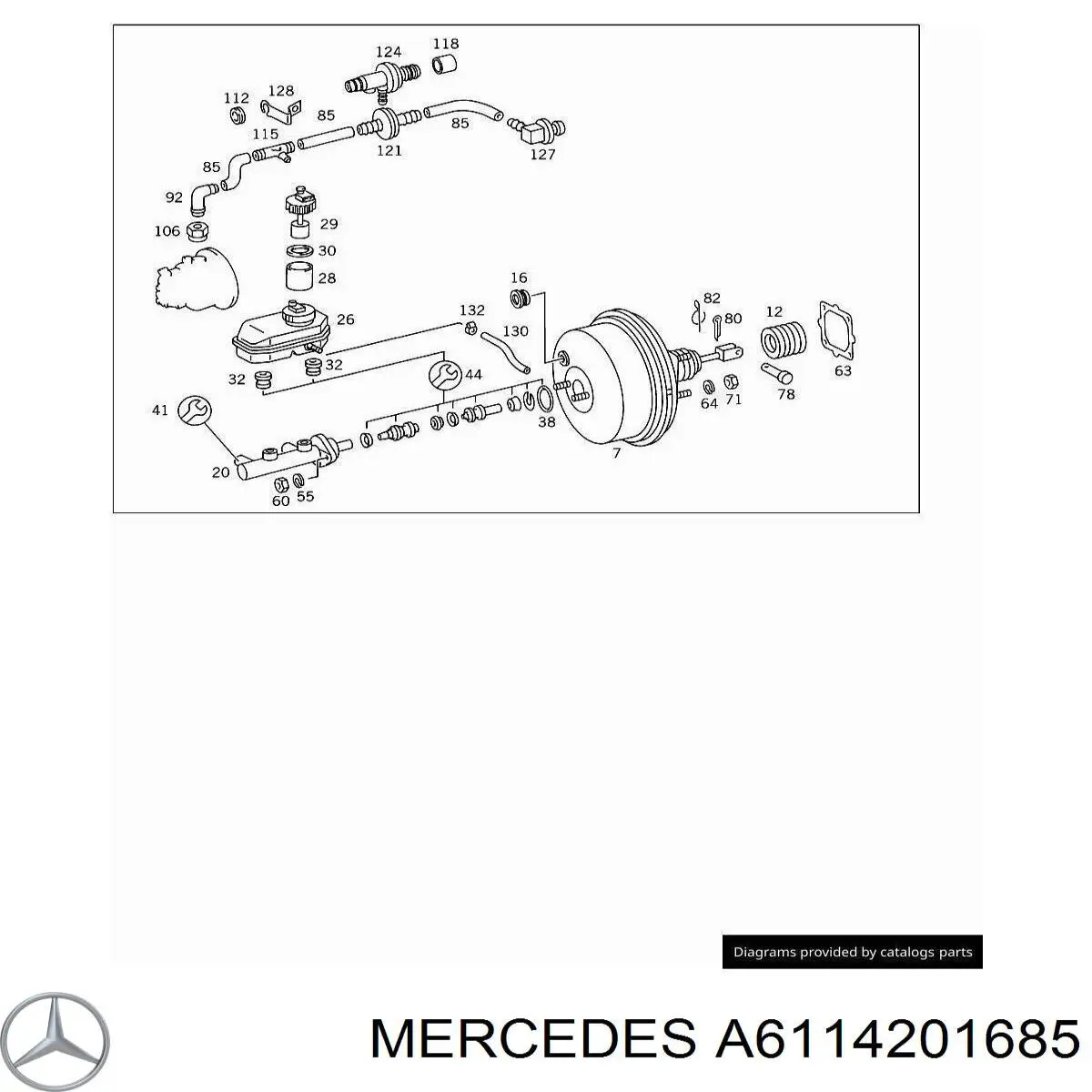 Трос ручного тормоза задний левый Mercedes A6114201685