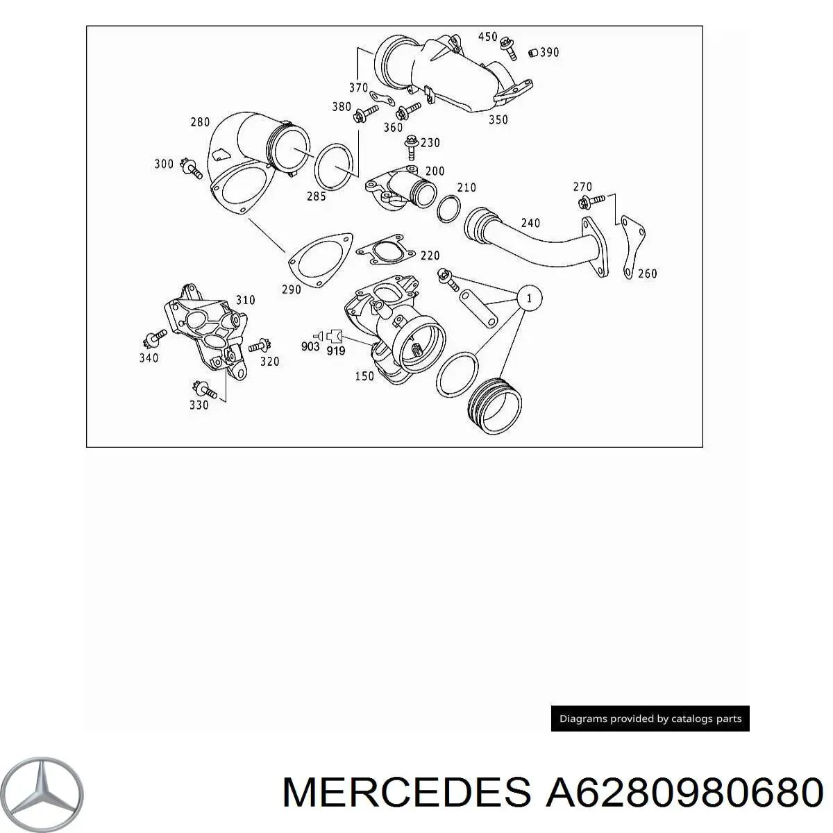 A6280980680 Mercedes прокладка впускного коллектора левая