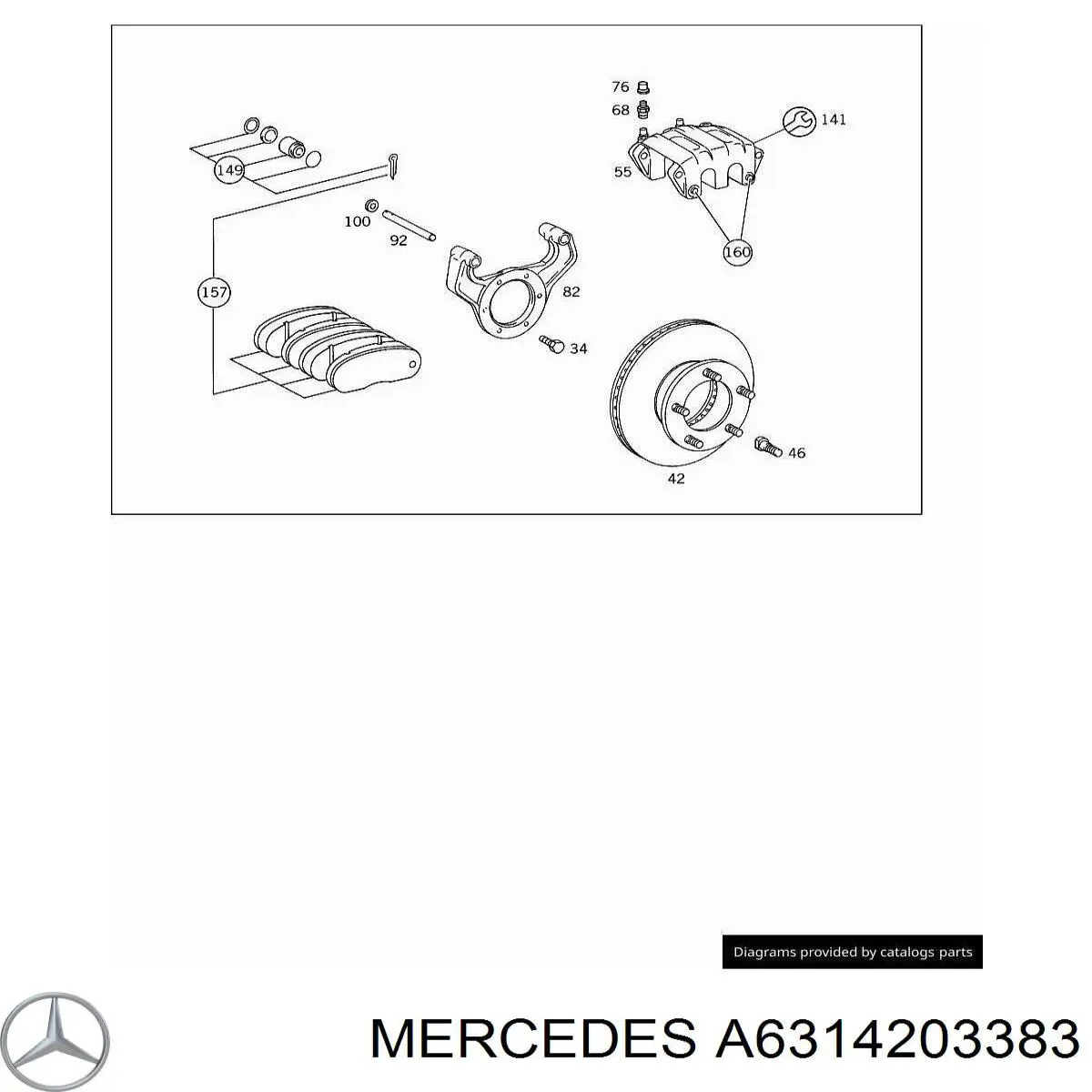 Суппорт тормозной передний правый A6314203383 Mercedes