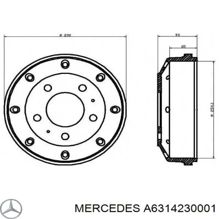 Тормозной барабан A6314230001 Mercedes