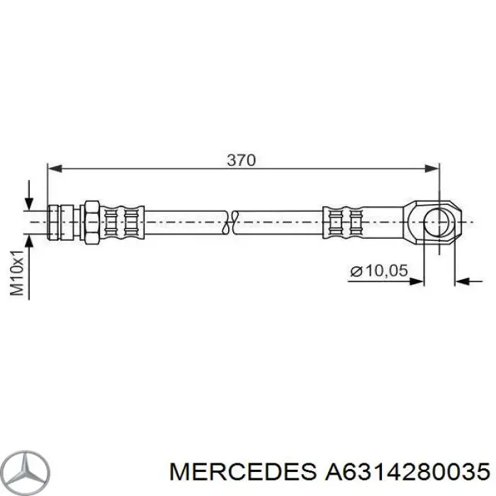 Шланг тормозной передний A6314280035 Mercedes