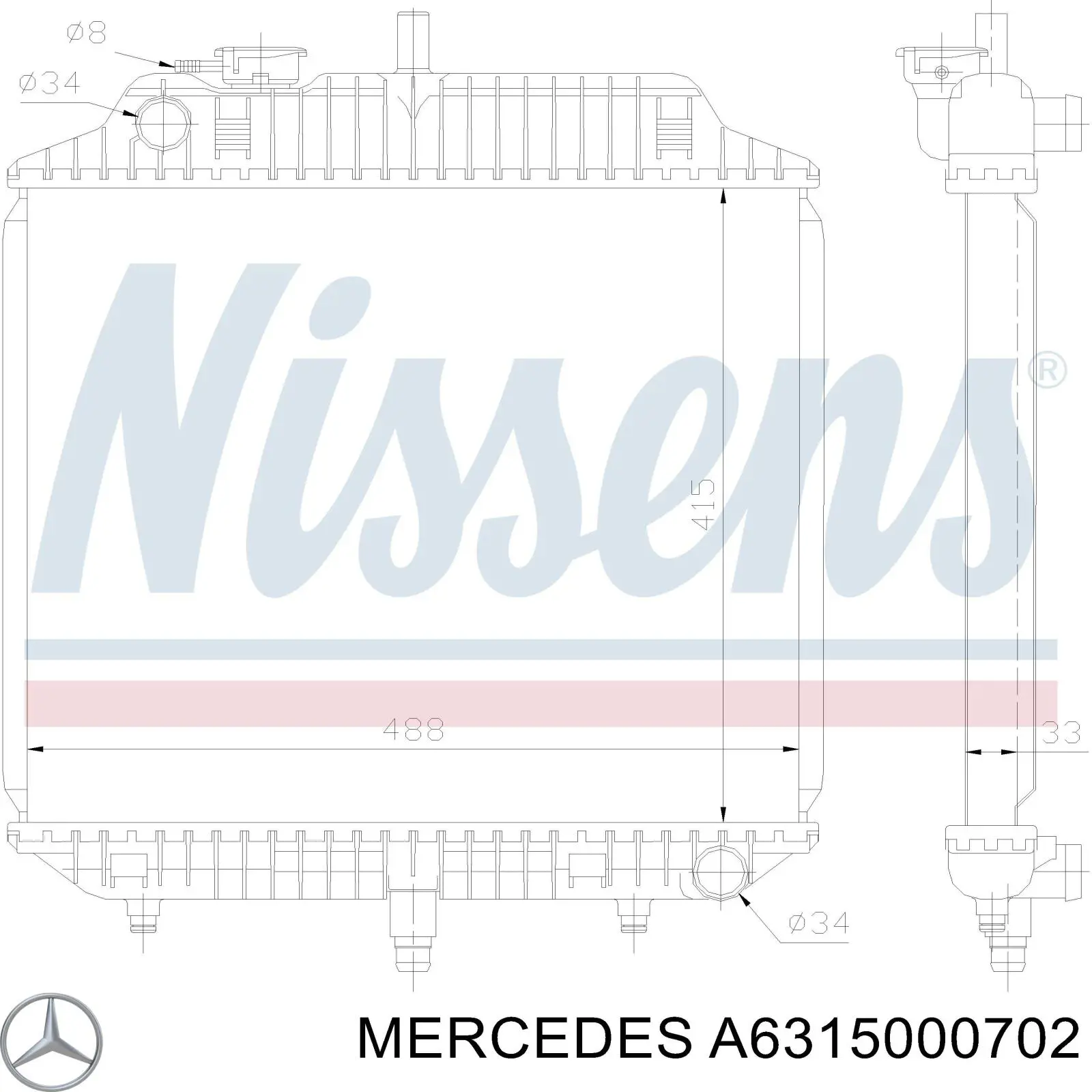 Радиатор охлаждения двигателя Mercedes A6315000702 цена, от 143.00 USD