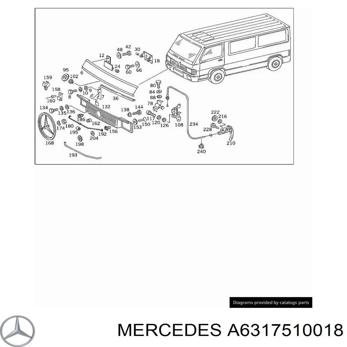 Решетка радиатора на Mercedes 100 631 (Мерседес-бенц 100)