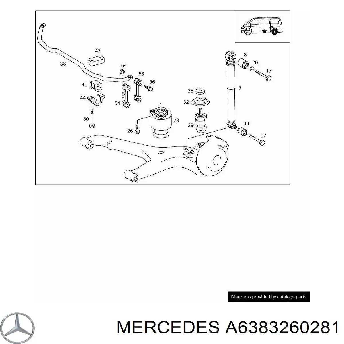 Втулка стабилизатора A6383260281 Mercedes