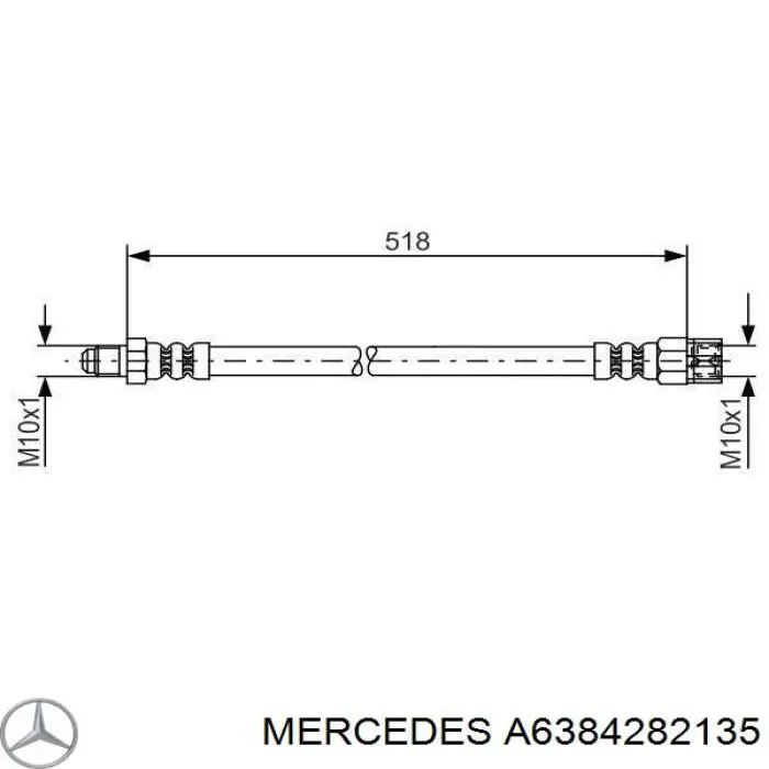 Шланг гальмівний задній A6384282135 Mercedes