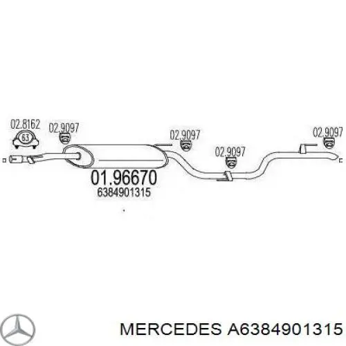 Глушитель, задняя часть Mercedes A6384901315