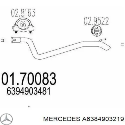 A6384903219 Mercedes труба приемная (штаны глушителя передняя)