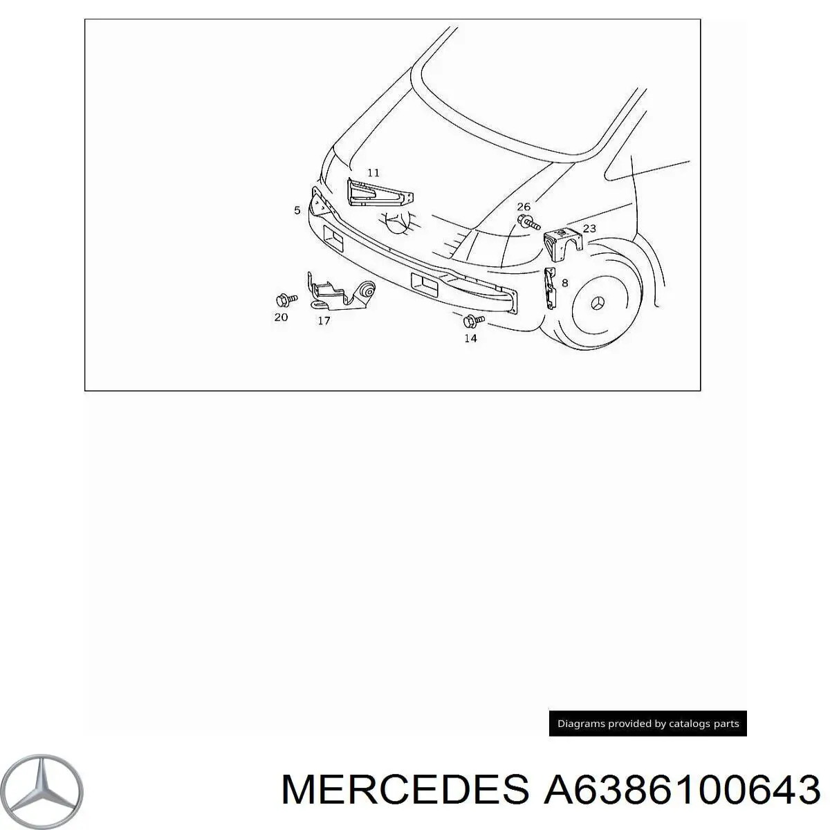 A6386100643 Mercedes кронштейн бампера переднего