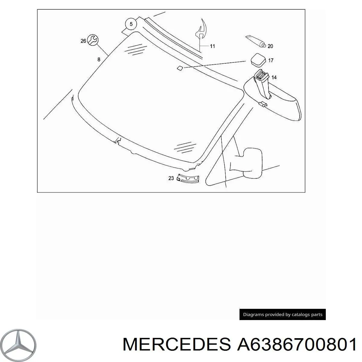 Лобовое стекло A6386700801 Mercedes