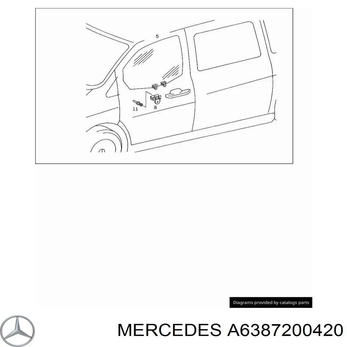 A6387200420 Mercedes vidro da porta dianteira direita