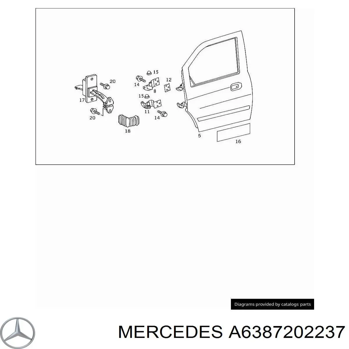 Петля водительской двери Mercedes A6387201437 цена, от 5.66 USD