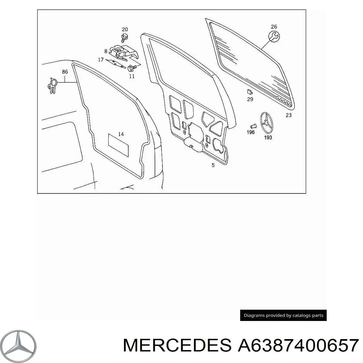 Vidro de porta-malas de 3ª/5ª porta traseira (de tampa de alcapão) para Mercedes Vito (638)