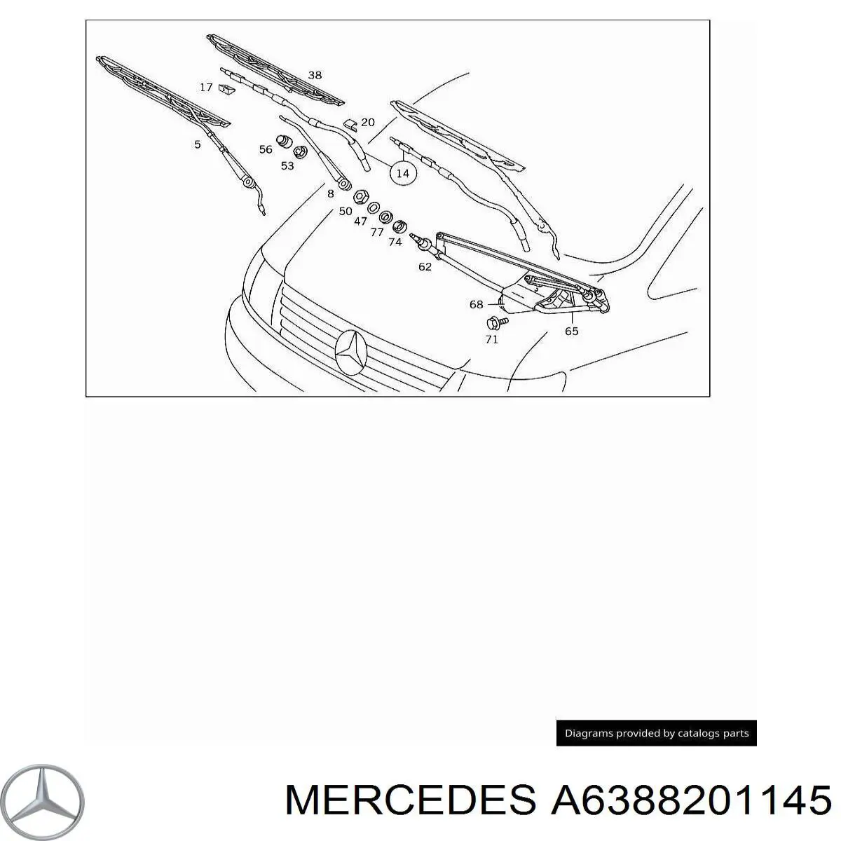 Щетка-дворник лобового стекла, пассажирская Mercedes A6388200445 цена, от 13.57 USD