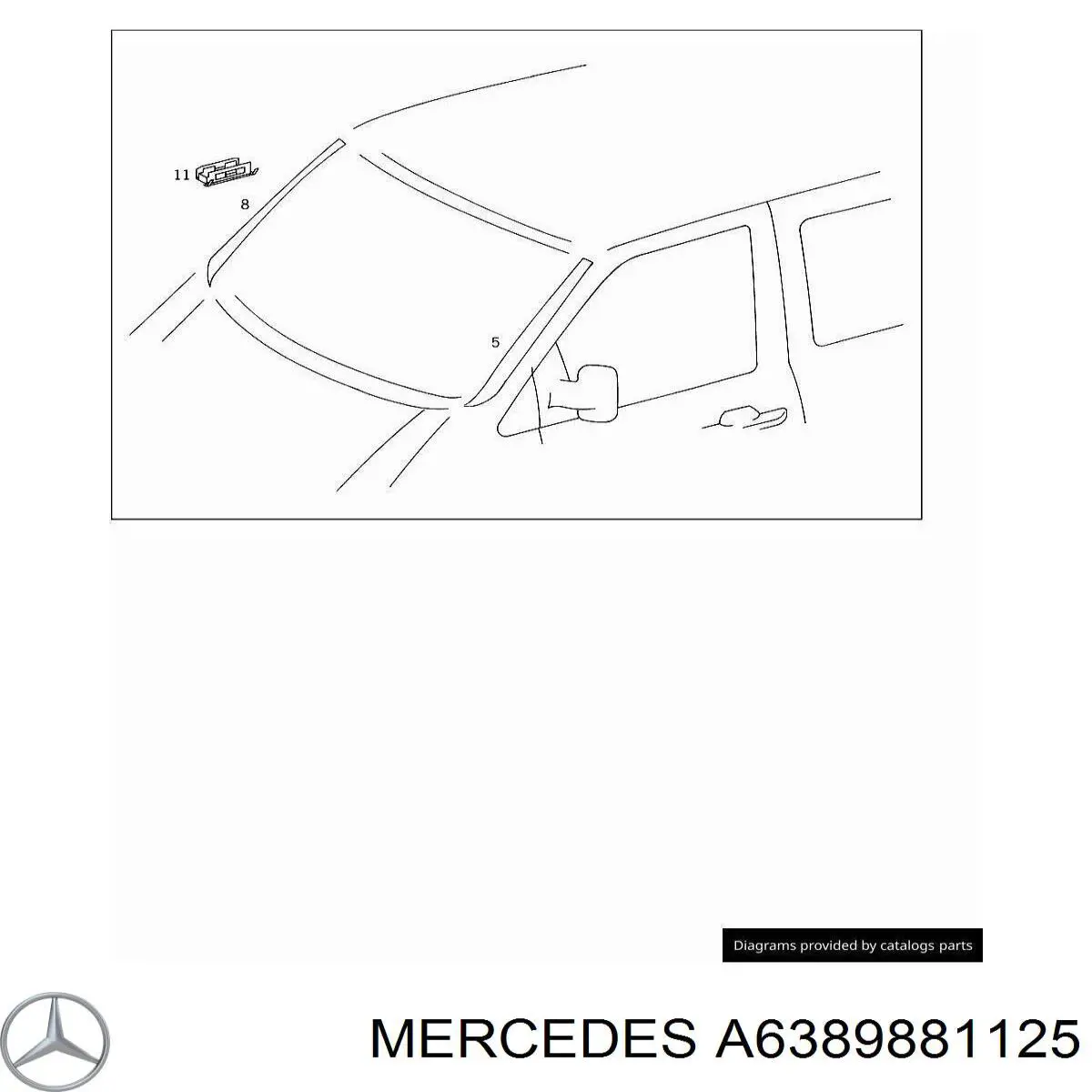 Купить A6389881125 Mercedes Пистон (клип) крепления молдинга двери