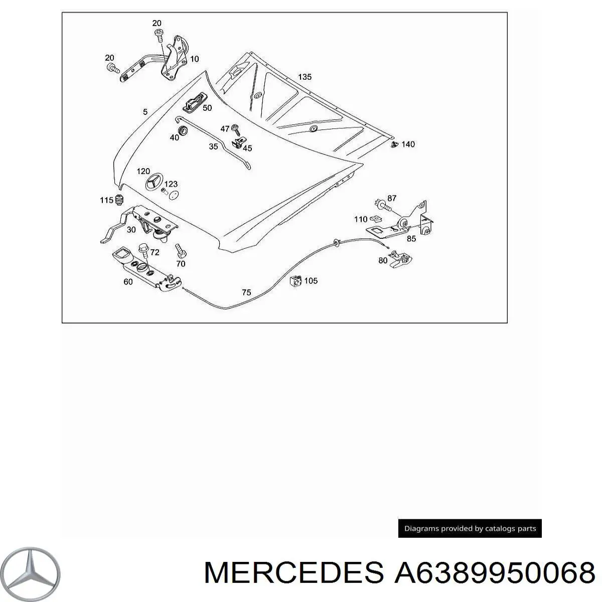 Купить A6389950068 Mercedes Скоба тормозной трубки