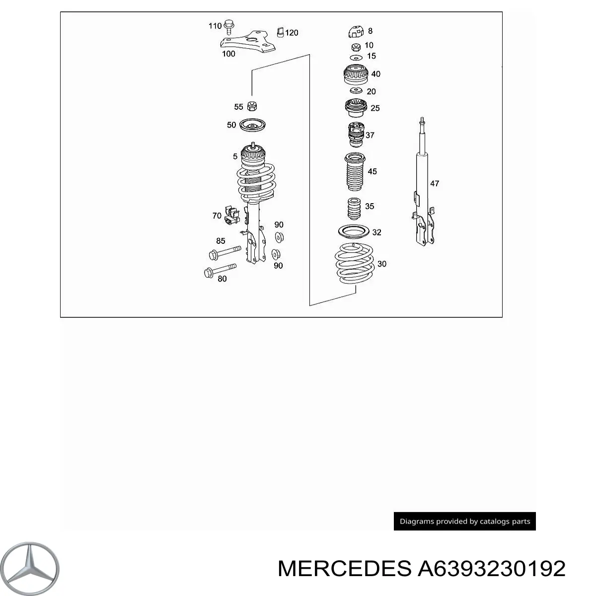 6393230192 Mercedes bota de proteção de amortecedor dianteiro