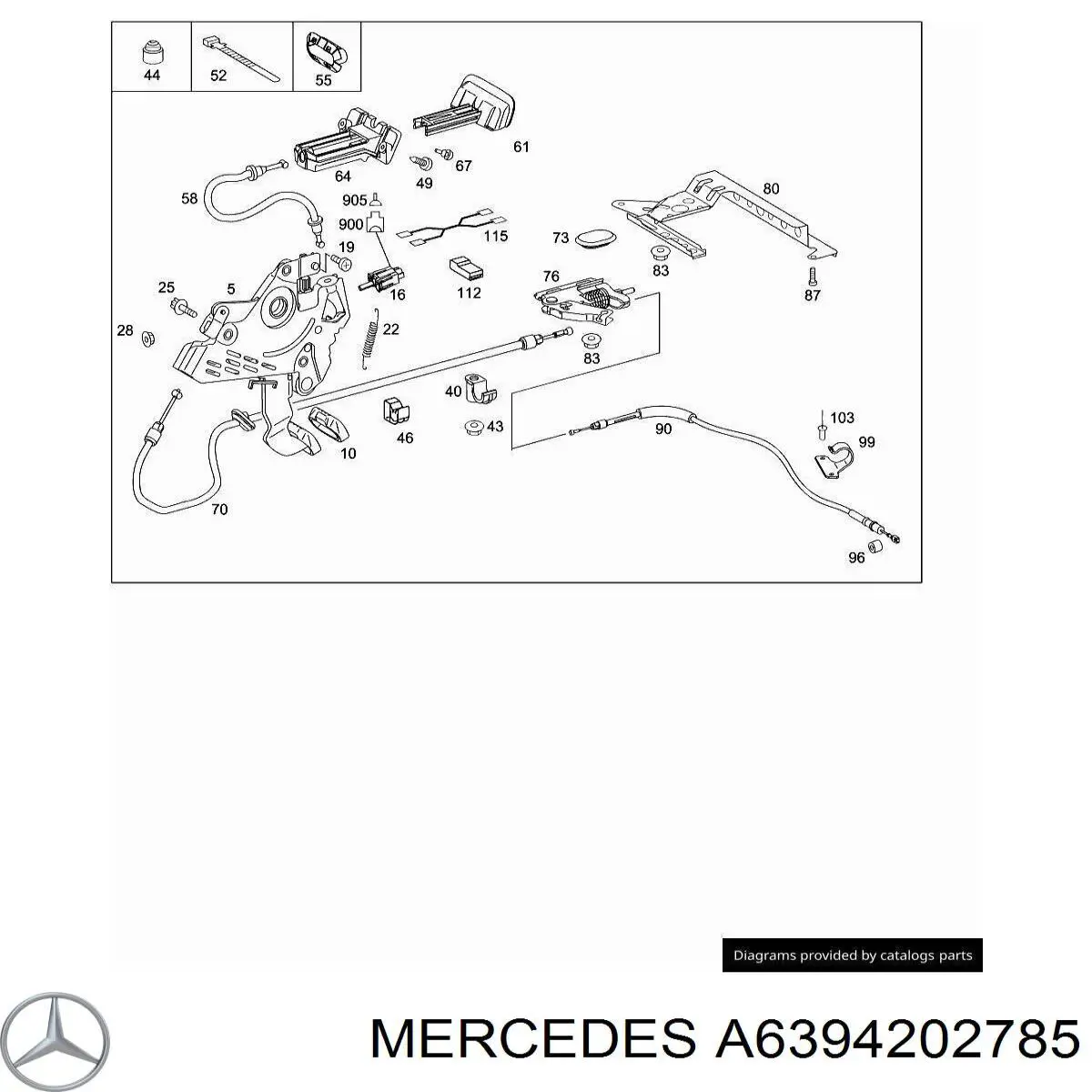 A6394202785 Mercedes трос ручного тормоза передний