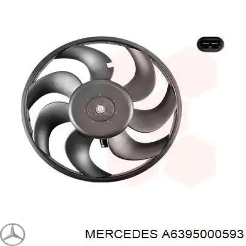 A6395000593 Mercedes электровентилятор охлаждения в сборе (мотор+крыльчатка)