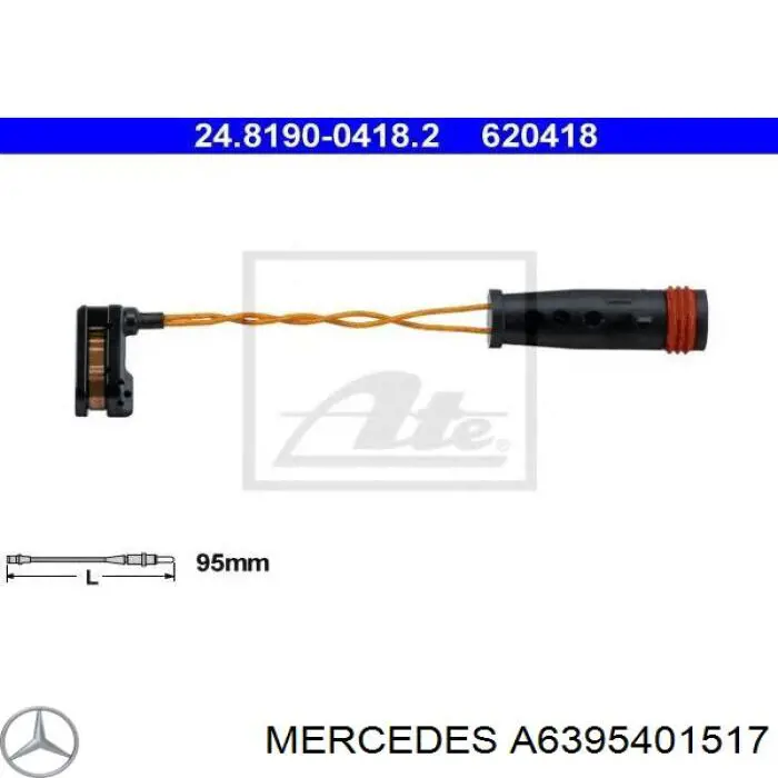 Купить A6395401517 Mercedes Датчик износа тормозных колодок задний