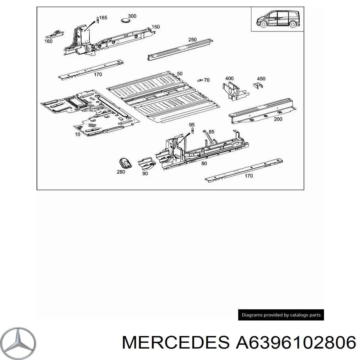 Порог внешний левый A6396102806 Mercedes