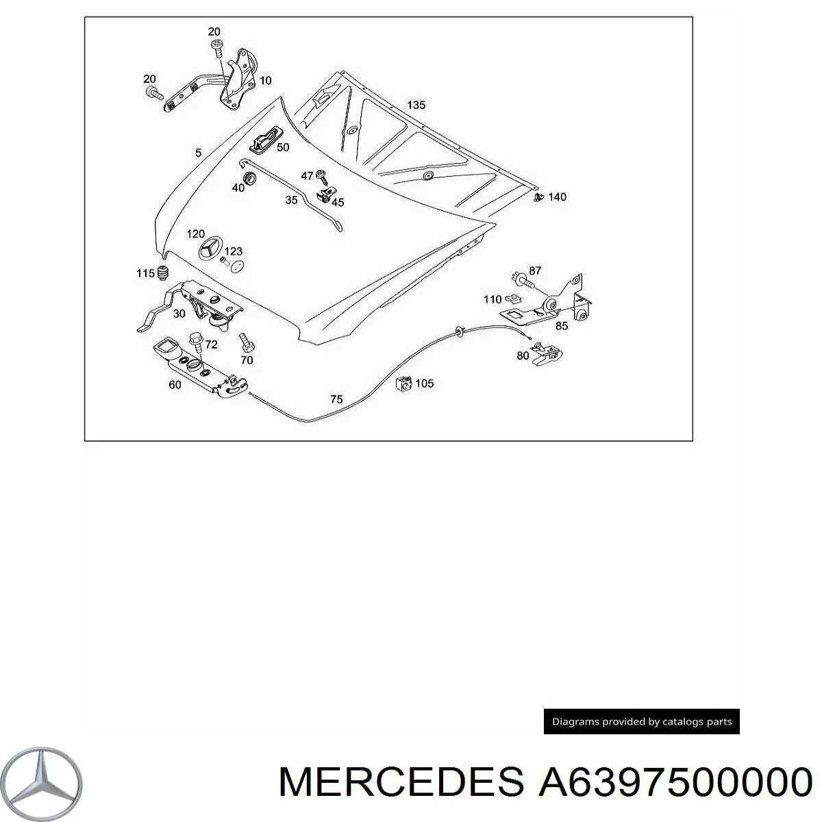 A6397500000 Mercedes стояк-крюк замка капота