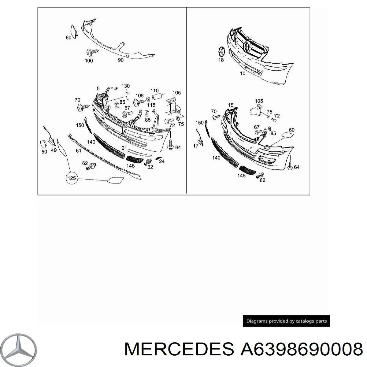 Накладка форсунки омывателя фары передней A6398690008 Mercedes