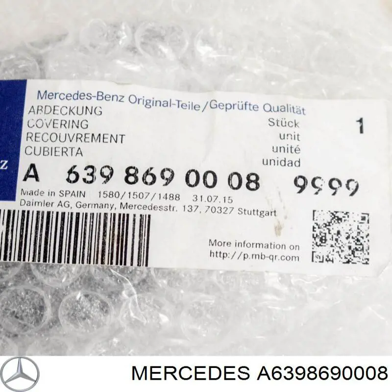 A6398690008 Mercedes Накладка форсунки омывателя фары передней