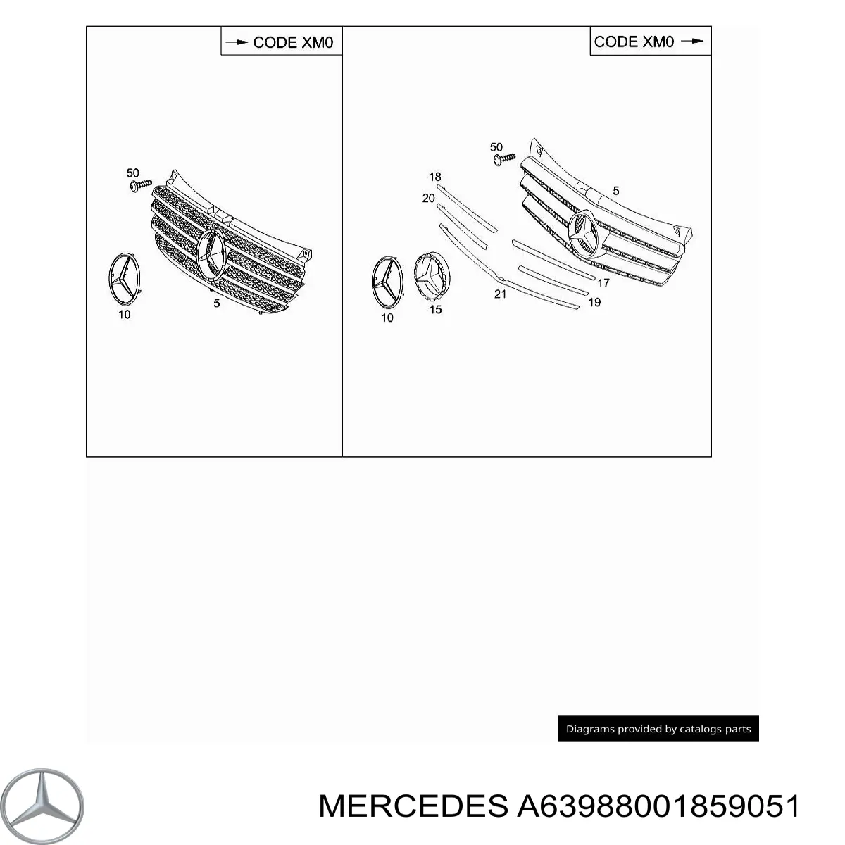 A63988001859051 Mercedes решетка радиатора