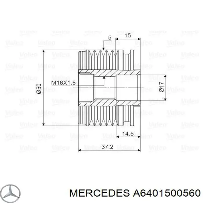 Купить A6401500560 Mercedes Шкив ремня генератора