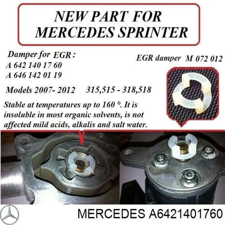 A6421401760 Mercedes válvula egr de recirculação dos gases