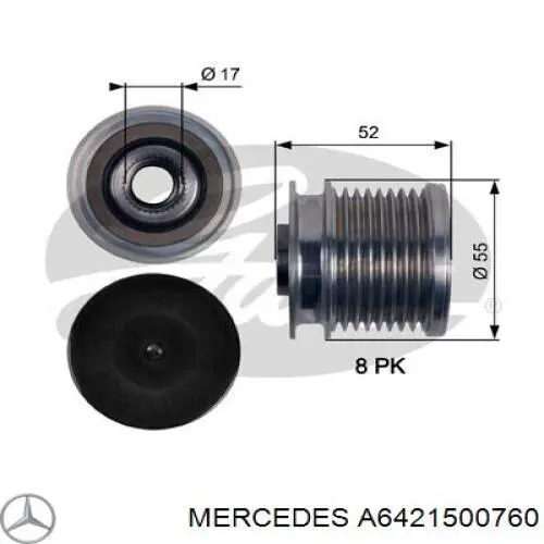 Шкив генератора Mercedes A6421500760
