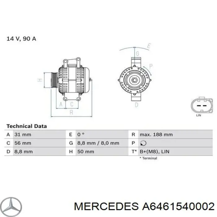 A6461540002 Mercedes gerador